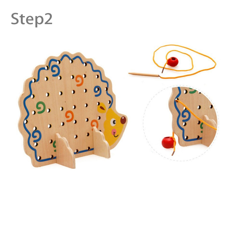 Wooden Hedgehog with Fruit Beads Toy