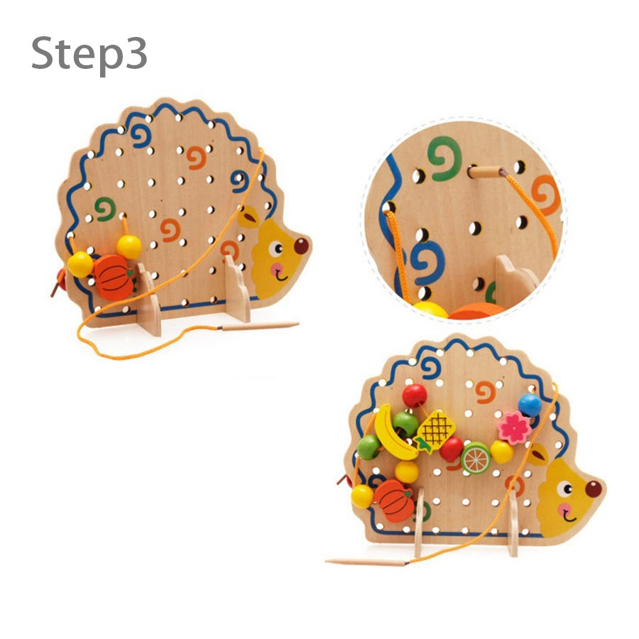 Wooden Hedgehog with Fruit Beads Toy