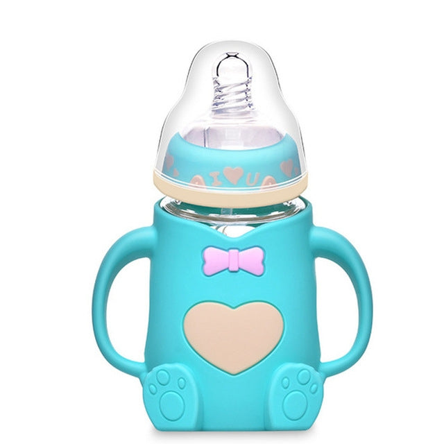 Glass Baby Bottles with Silicone Top