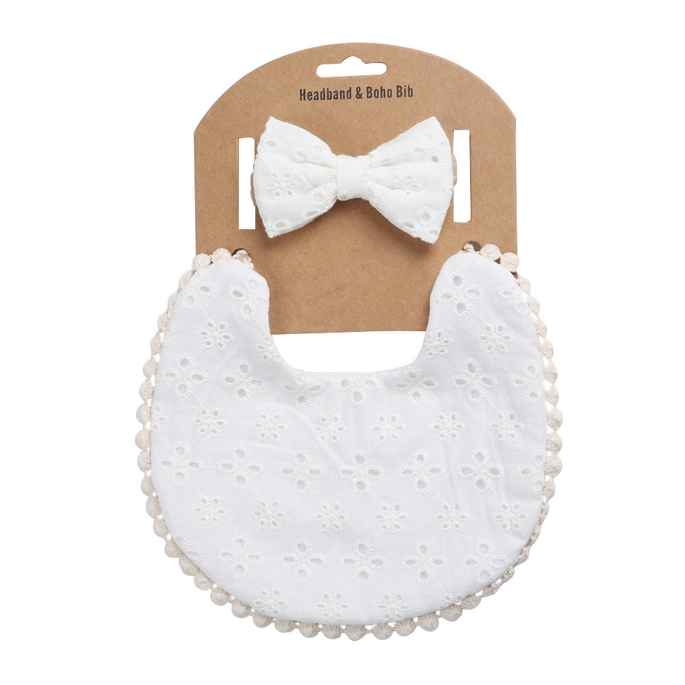 Linen Cotton Double-Sided Headband & Bib Set