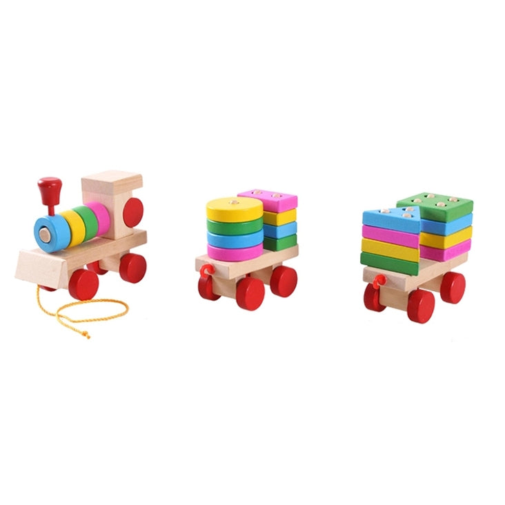 Wooden Train Pulley with Stacking Shapes