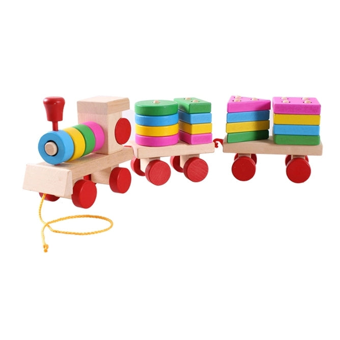 Wooden Train Pulley with Stacking Shapes